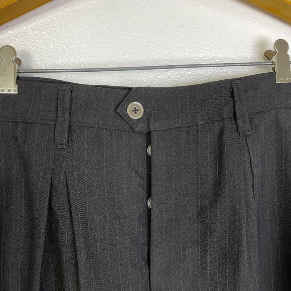 LawCinto SHEPHERD Pinstripe Slacks 32 Brown Trousers Relaxed Pleated NWOT - Picture 4 of 11
